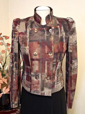 Simon Chang Unique Multicolor Double-Breasted Blazer Premium Quality Jacket 6 S